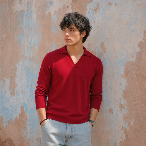 Furaaq Crimson Knit Polo