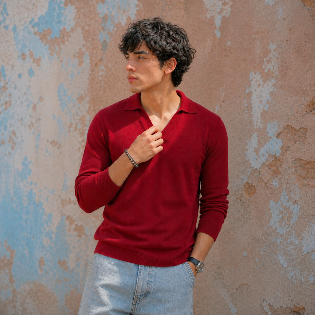 Furaaq Crimson Knit Polo