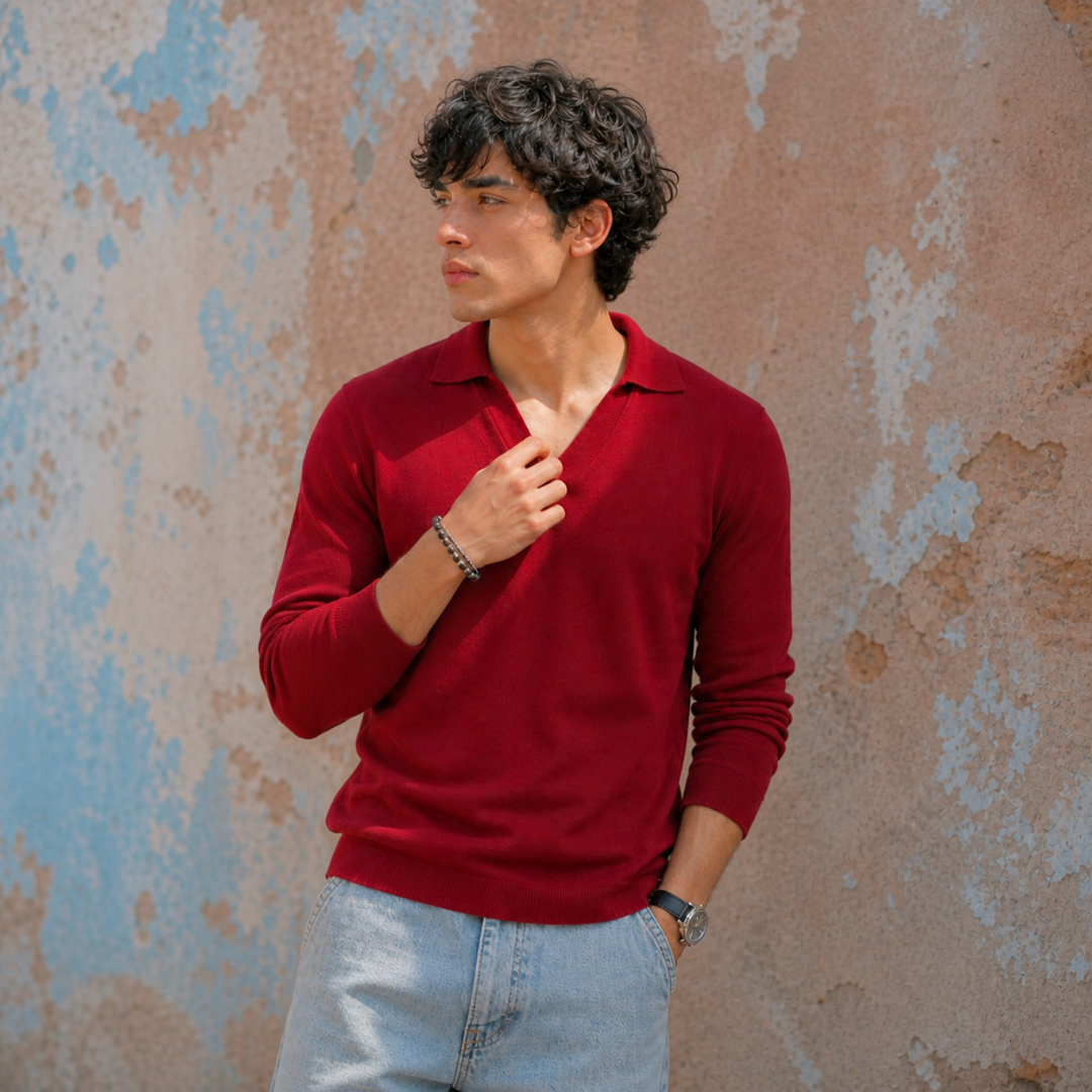 Furaaq Crimson Knit Polo